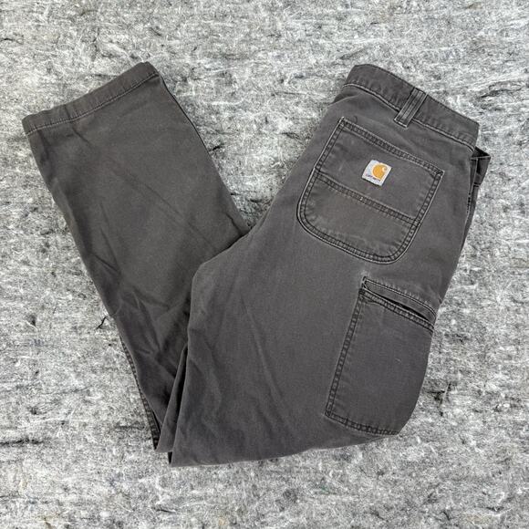 Carhartt Black Rugged Flex Relaxed Fit Jeans Faded‎ 34x32 Distressed Workwear - Picture 1 of 10